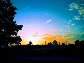 Silhouette trees against sky during sunset