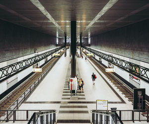 High angle view of people at subway station