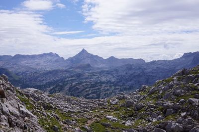 Scenic view of mountains against sky