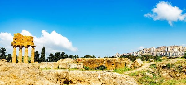 Panoramic view of old building against sky