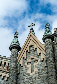 Low angle view of old building against sky