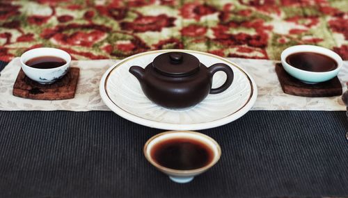 Close-up of coffee cup on table