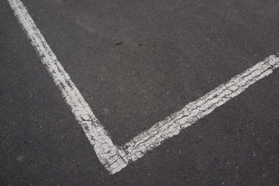 High angle view of marking on road