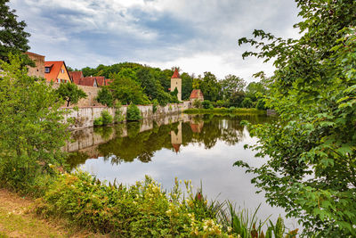 Scenic view of lake against sky