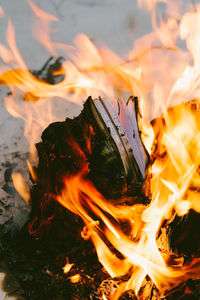 Close-up of books burning