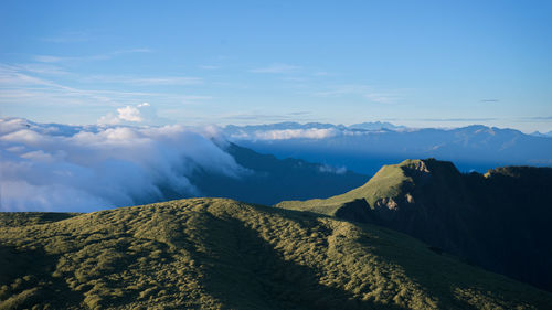 Scenic view of mountains against sky