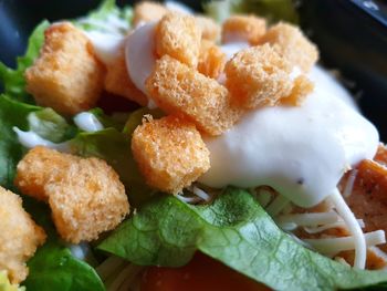 Close-up of served food in plate