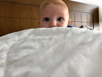 Portrait of cute baby at home