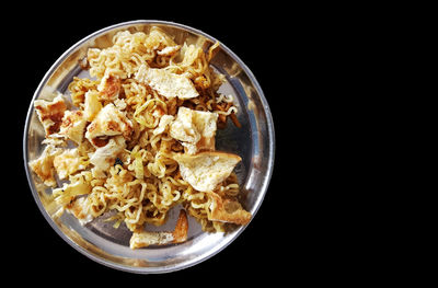 High angle view of breakfast served on table