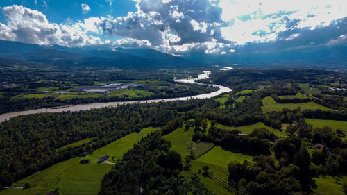 High angle view of landscape with river