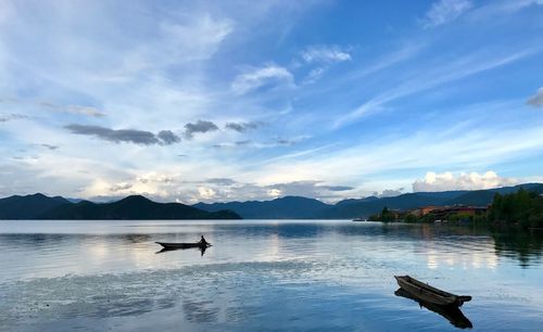 Scenic view of lake against sky