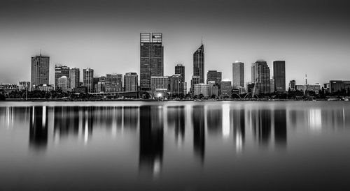 Reflection of buildings in city