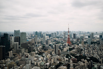Aerial view of tokyo tower in city