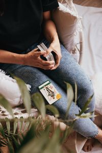 Woman with tarot cards at hom