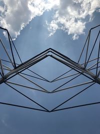 Low angle view of cables against blue sky