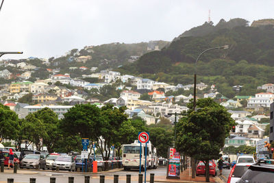 View of town in city