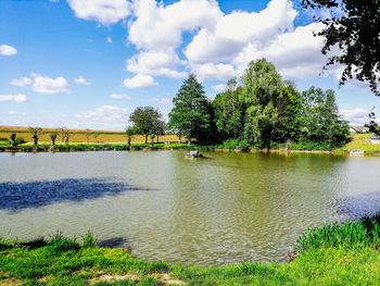 Scenic view of lake against sky