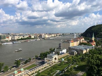 Aerial view of cityscape against sky