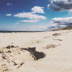 Scenic view of sea against cloudy sky