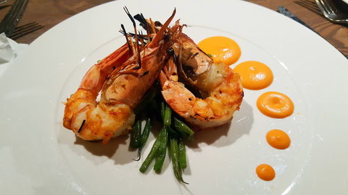 Close-up of meal served in plate