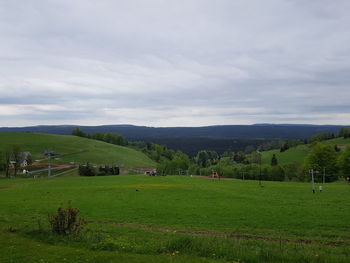 Scenic view of field against sky