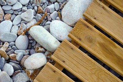 High angle view of stones