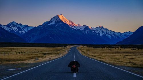 View of snowcapped mountain road