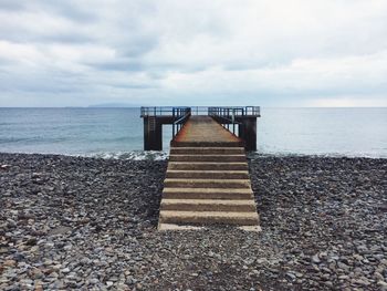 Scenic view of sea against cloudy sky