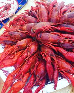 Close-up of red chili peppers for sale in market