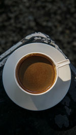 High angle view of coffee on table