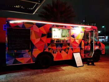Illuminated road at night