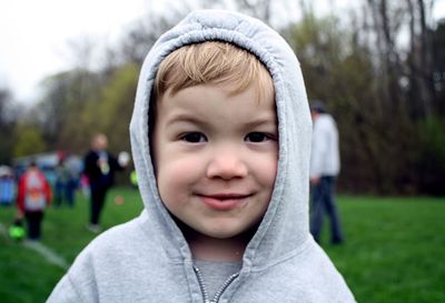 Close-up portrait of smiling boy