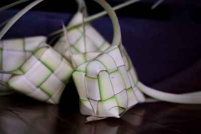 High angle view of soccer ball on table