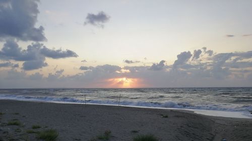 Scenic view of sea against sky during sunset