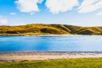 Scenic view of beach against sky