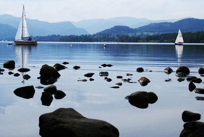 Scenic view of lake against sky