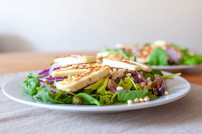 Close-up of salad in plate on table