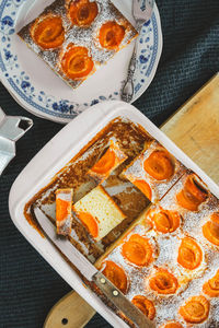 High angle view of food on table