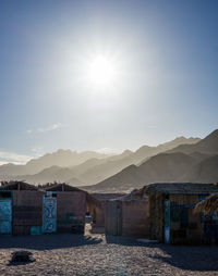 Scenic view of buildings against sky on sunny day