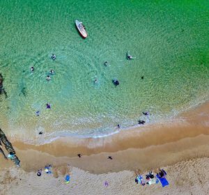 Aerial view of people at beach