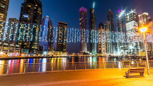 Illuminated city at night