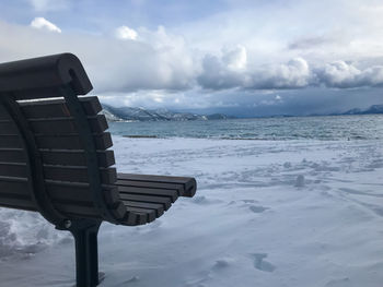 Scenic view of sea against sky during winter