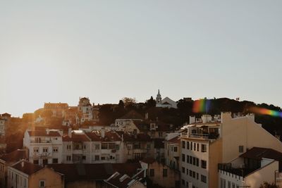 Cityscape against clear sky