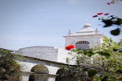 Low angle view of temple against sky