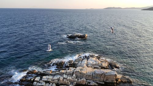 Scenic view of sea against clear sky