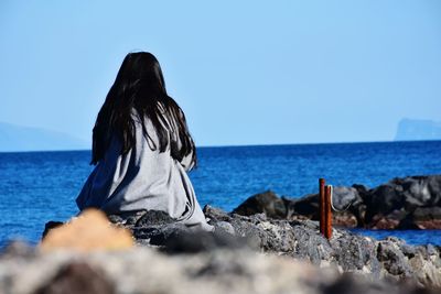 Scenic view of sea against clear sky