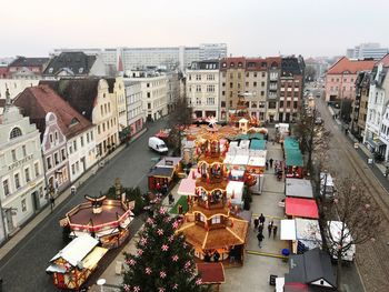 High angle view of city street