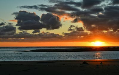 Scenic view of sea at sunset