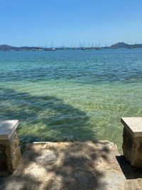 Scenic view of sea against clear sky