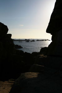 Scenic view of sea against clear sky